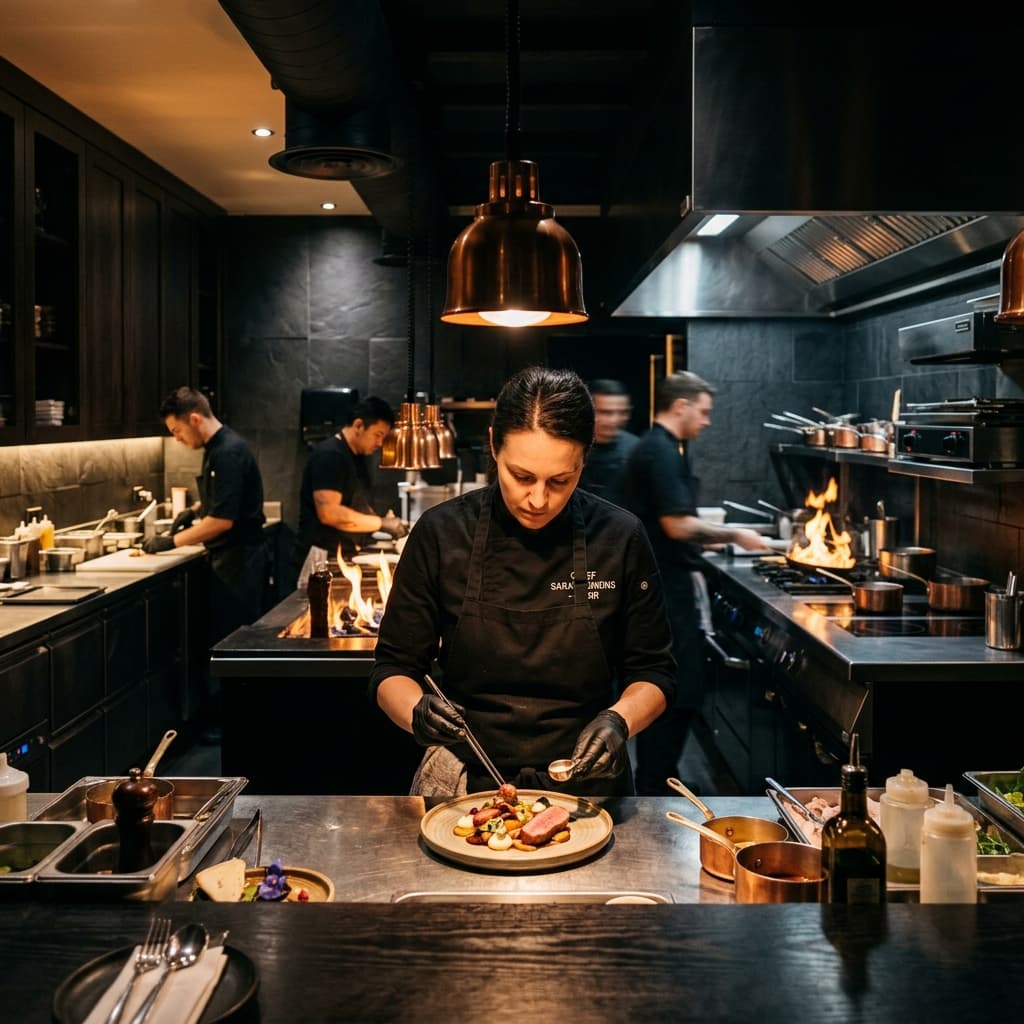 Chef preparing food in a modern kitchen
