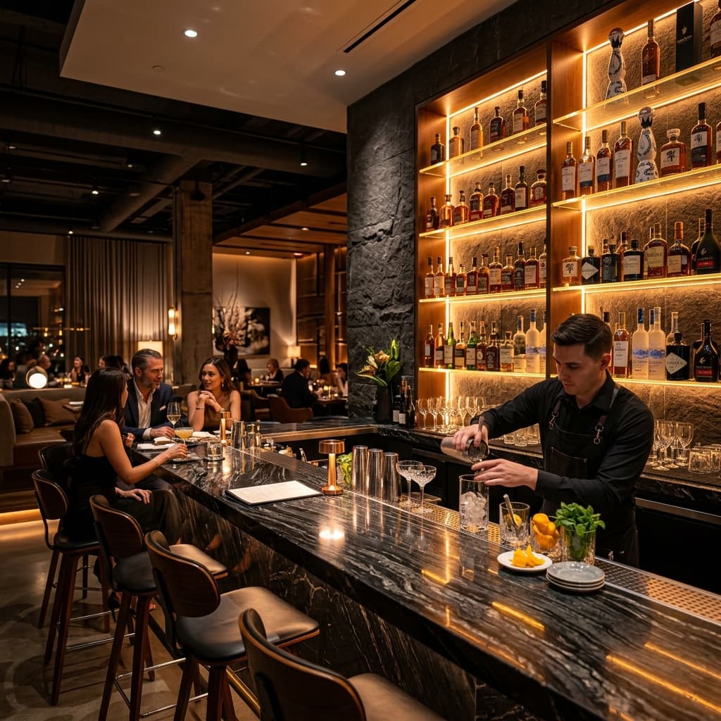 Modern bar with premium liquor
